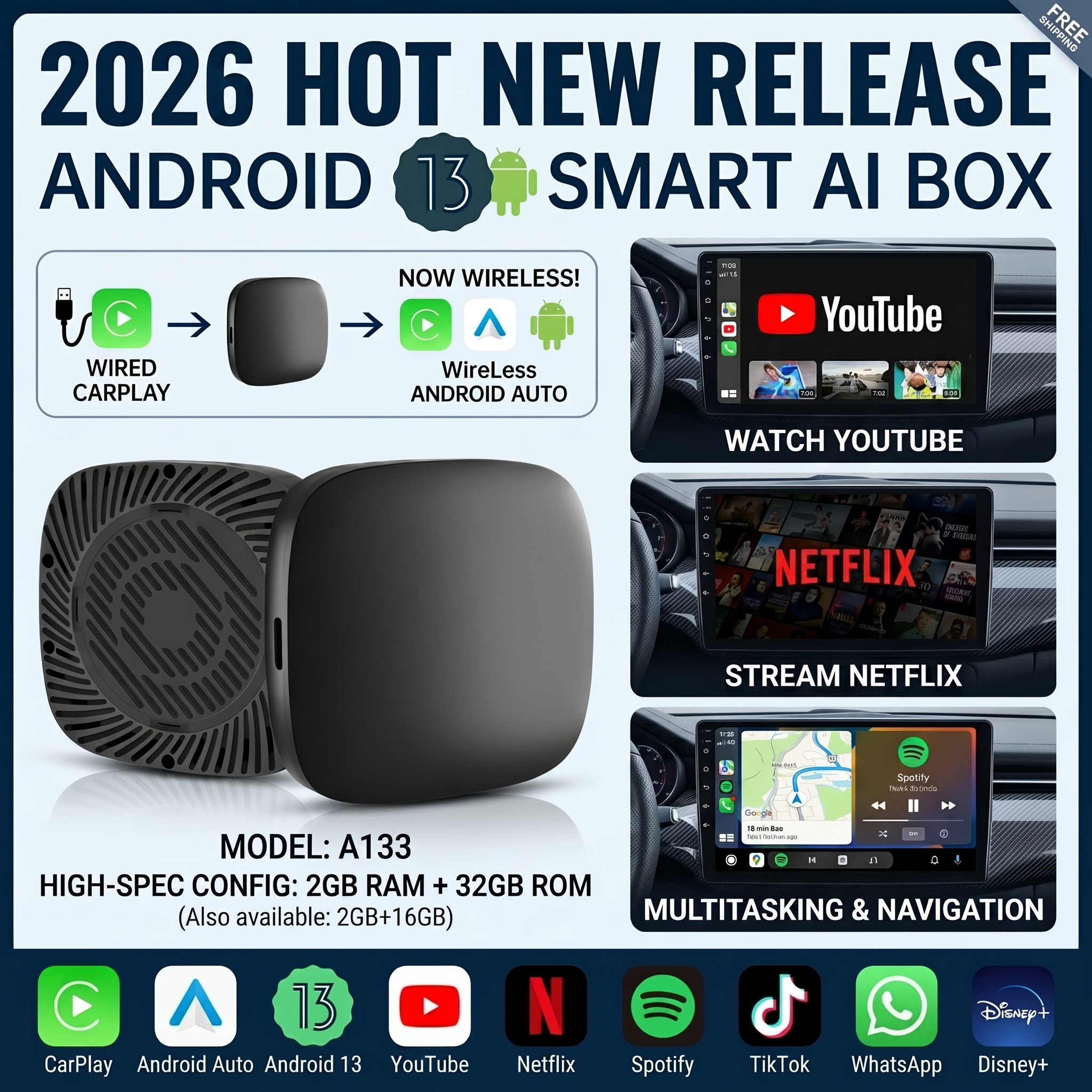 Smartwatch Universal - 2026 Kowankit Android13 CarPlay Ai Box