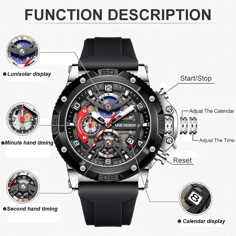 LIGE Top Brand Luxury Men Watc - đánh giá và giá Smartwatch Nexus
