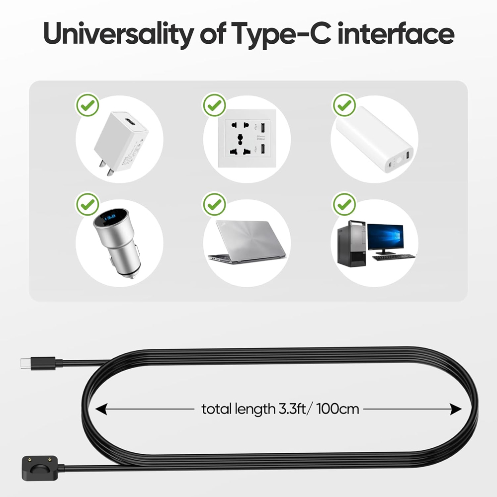 Black USB-C Charging Cord for  - đánh giá và giá Best Smartwatch Accessories