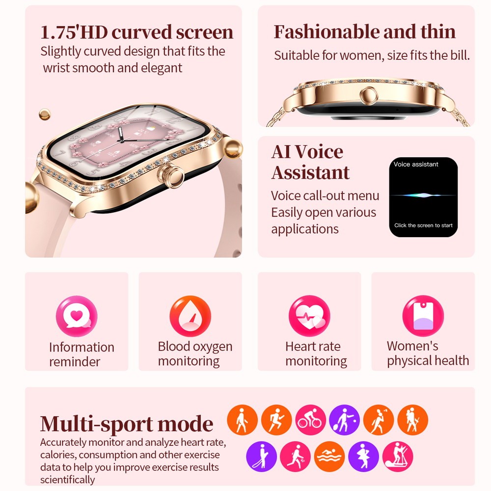 2026 New Fashion Women Diamond - đánh giá và giá Smartwatch Face