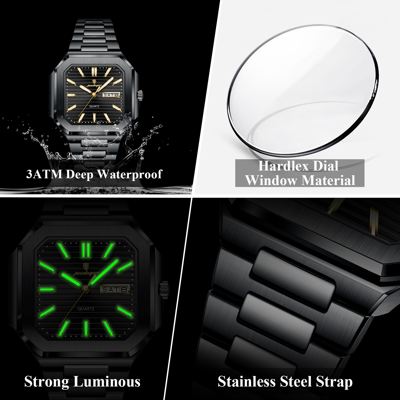 POEDAGAR Casual Square Man Wri - đánh giá và giá Smartwatch Nexus