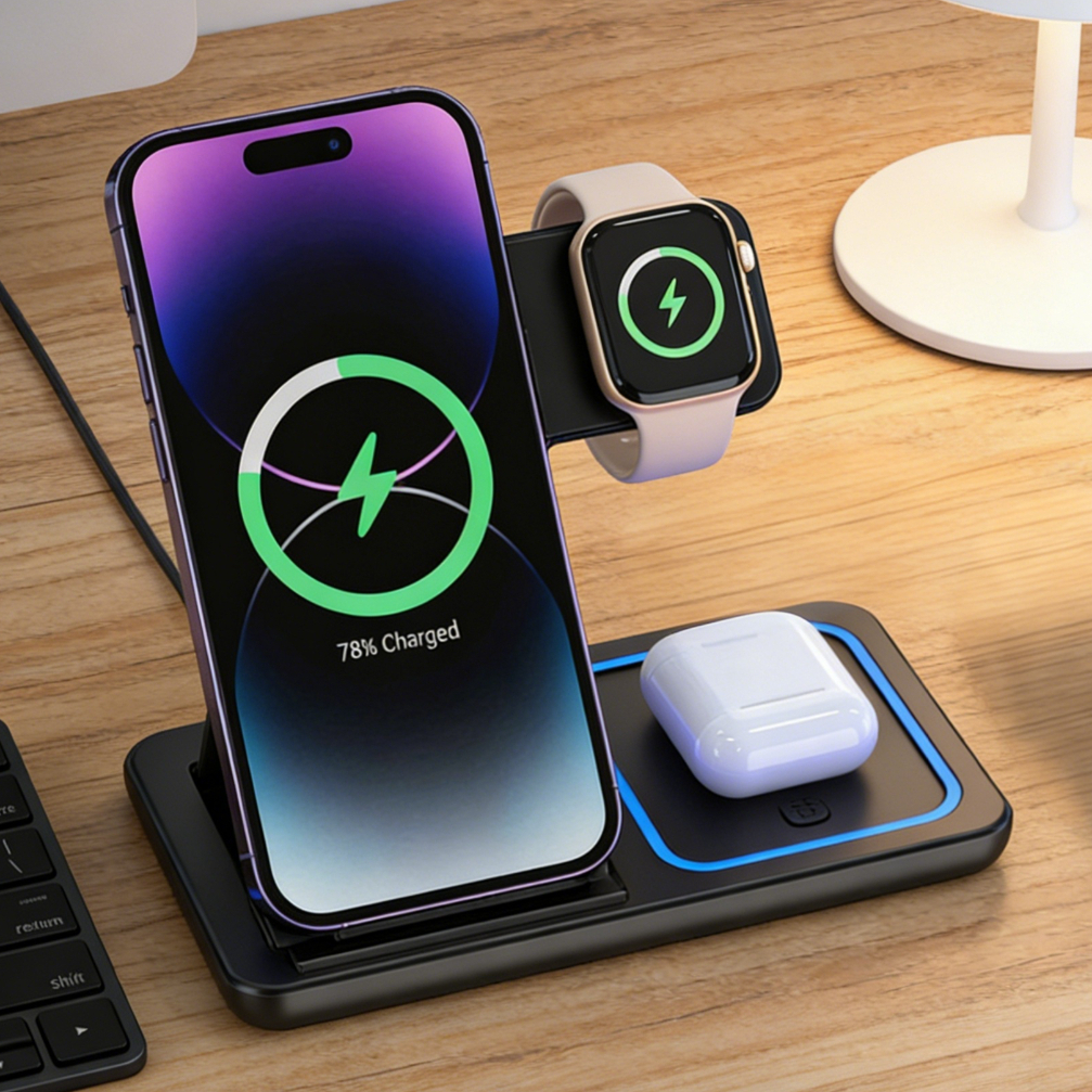 Foldable 3 in 1 Wireless Charg - đánh giá và giá Wireless Charger Watch