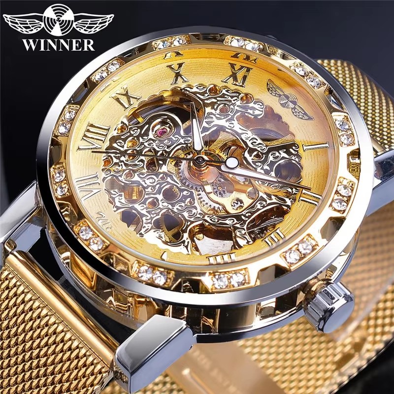 Forsining Men's Skeleton Mecha - đánh giá và giá Stainless Mesh Band