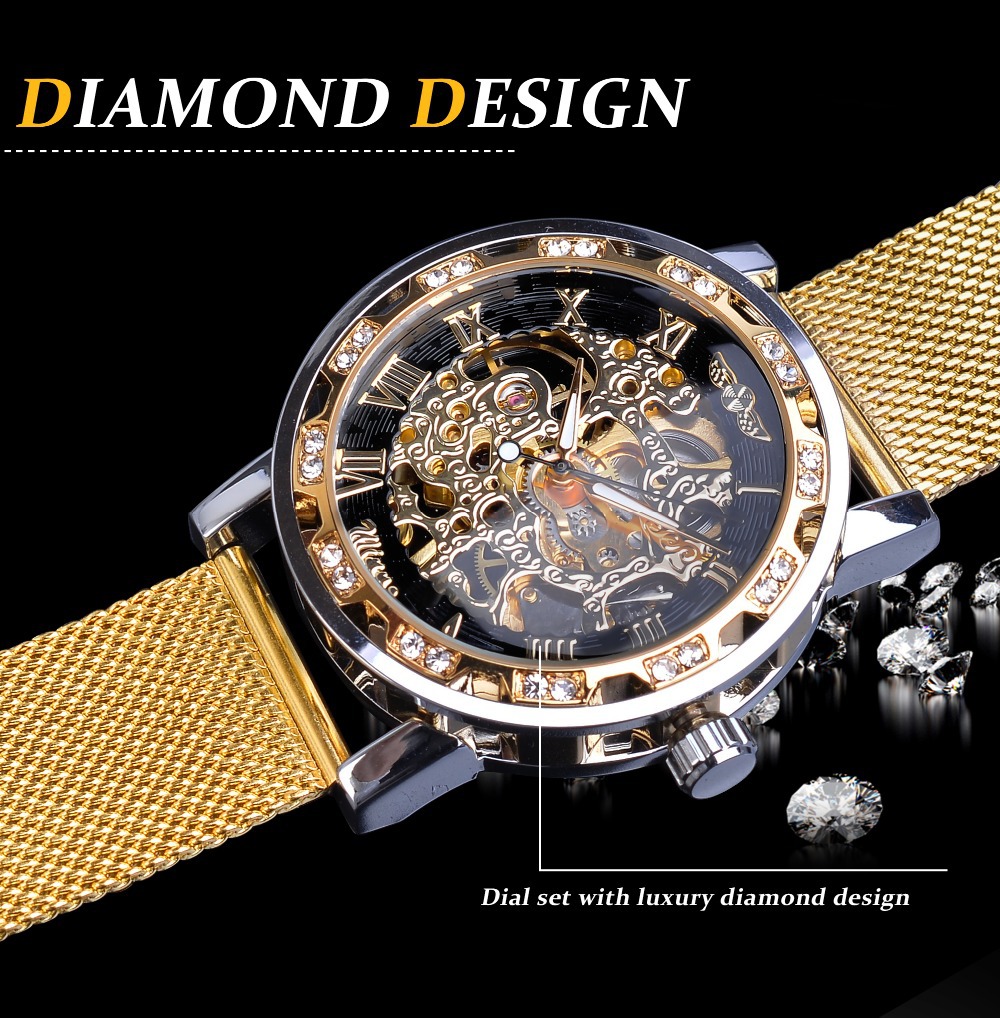 Forsining Men's Skeleton Mecha - đánh giá và giá Stainless Mesh Band