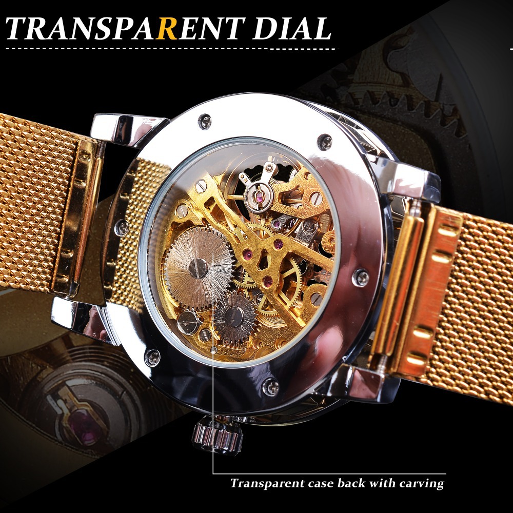 Forsining Men's Skeleton Mecha - đánh giá và giá Stainless Mesh Band