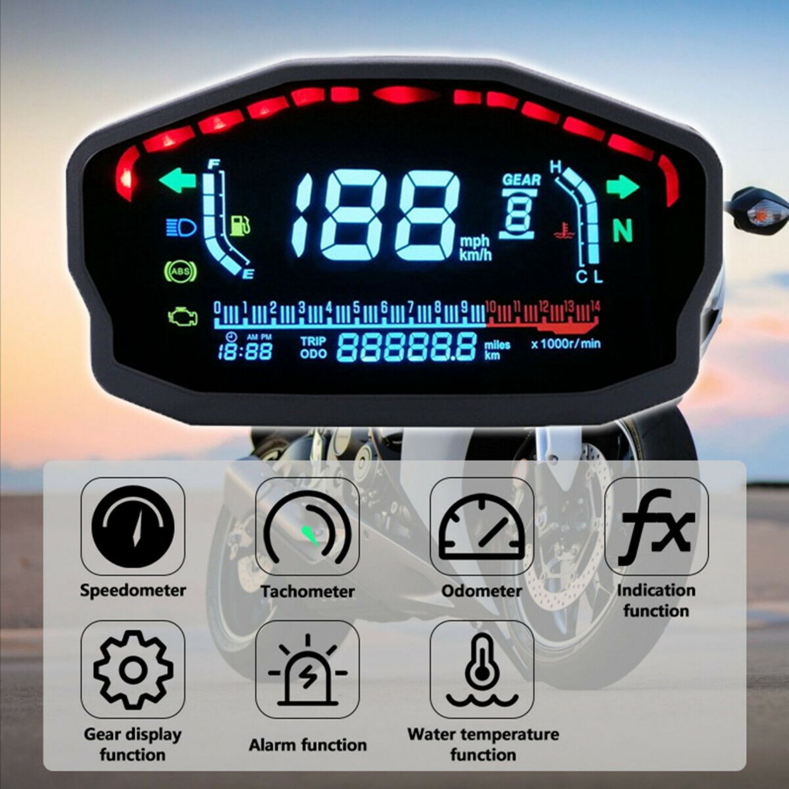 Motorcycle Speedometer LCD Dig - đánh giá và giá Smartwatch Universal