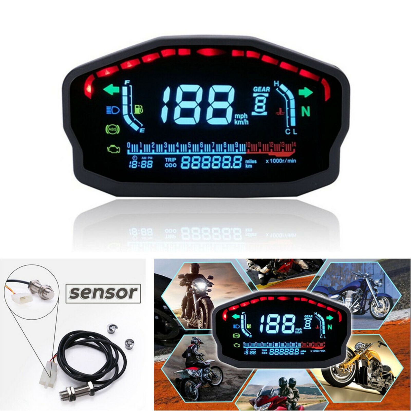 Motorcycle Speedometer LCD Dig - đánh giá và giá Smartwatch Universal