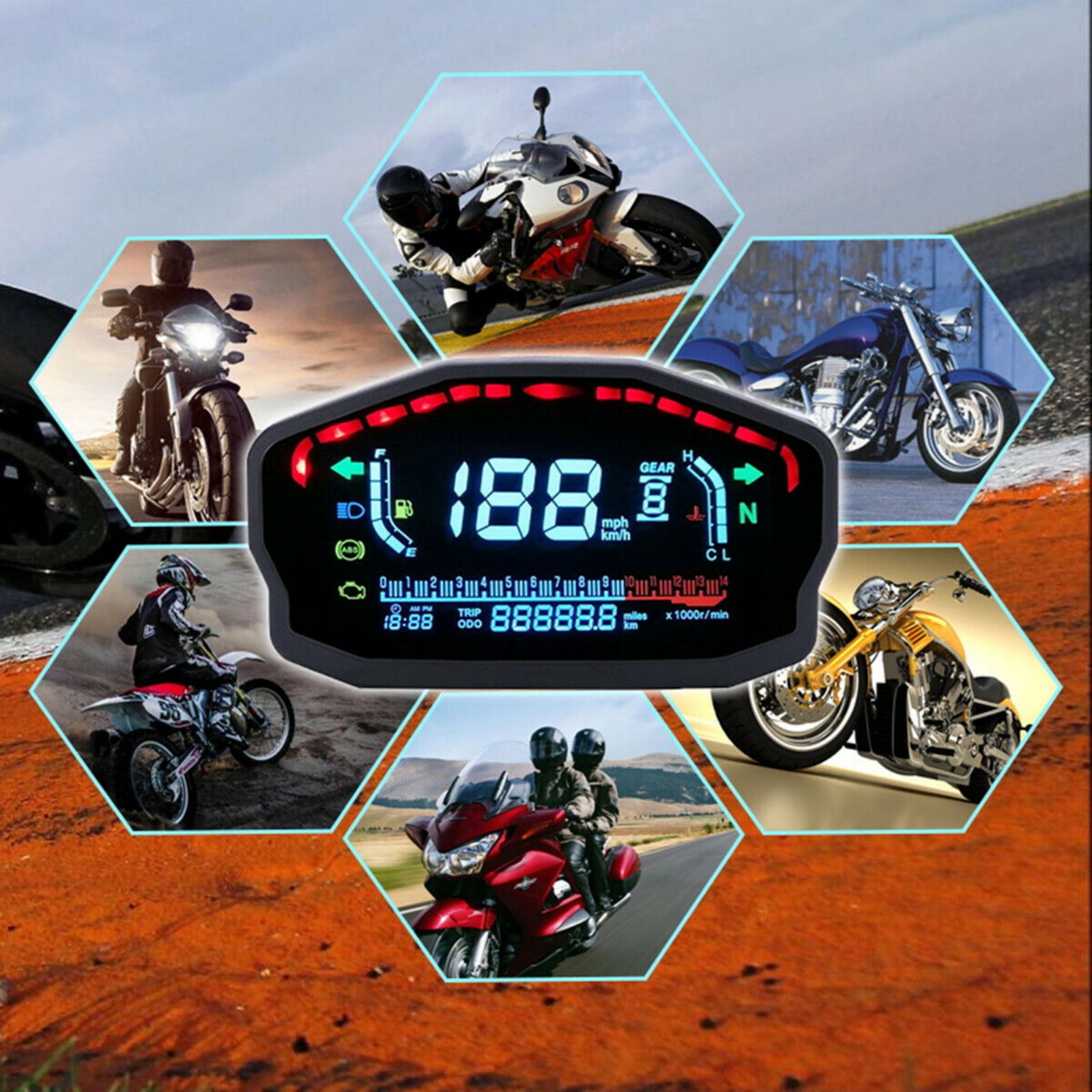 Motorcycle Speedometer LCD Dig - đánh giá và giá Smartwatch Universal