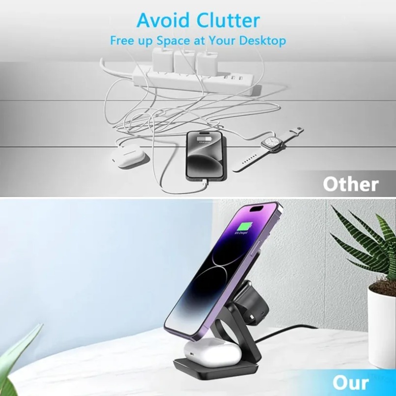 3 in 1 Foldable Magnetic Wirel - đánh giá và giá Wireless Charger Watch