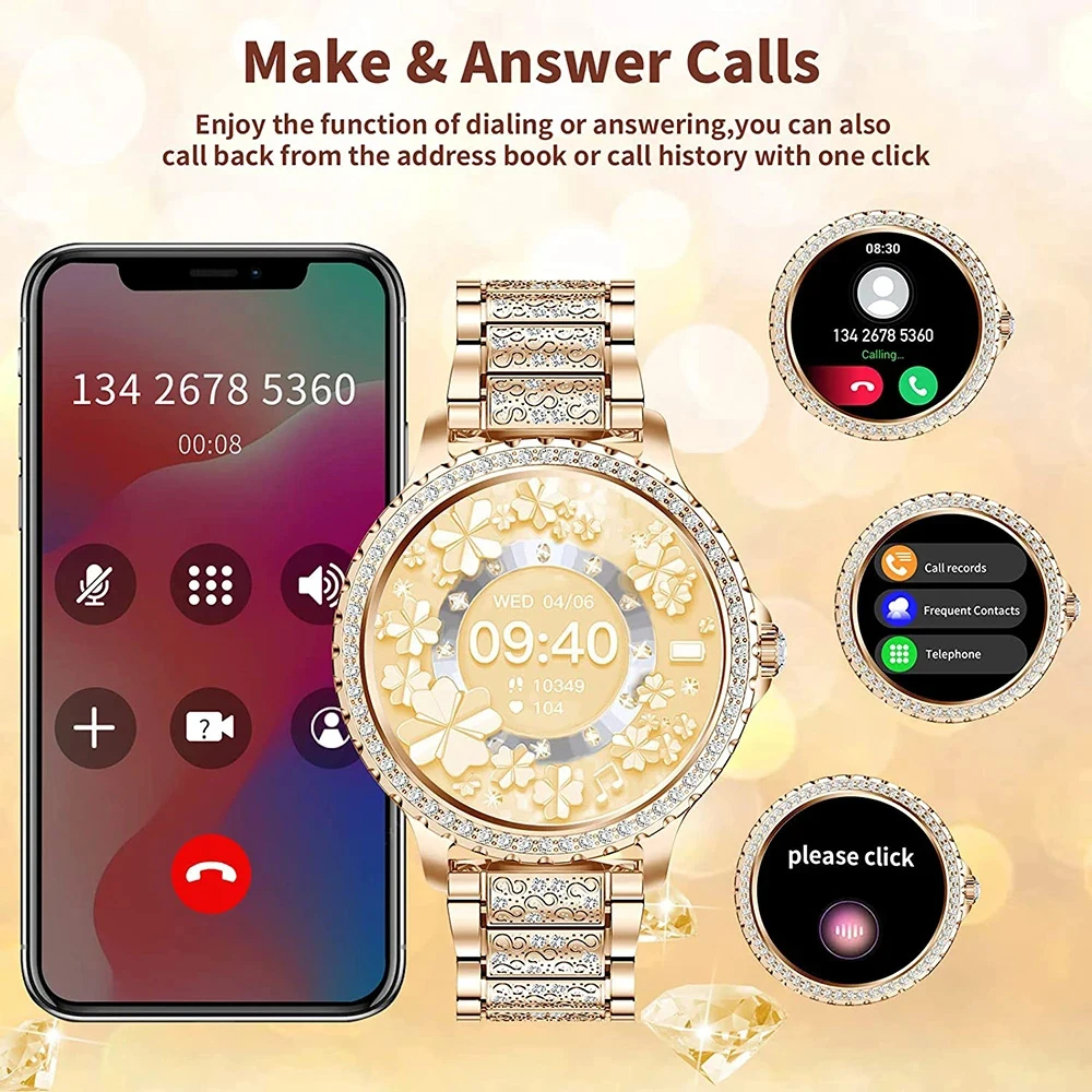 Fashion Luxury Gold Women Smar - đánh giá và giá Smartwatch Face